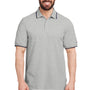 Nautica Mens Desk Short Sleeve Polo Shirt - Oxford Grey/Navy Blue