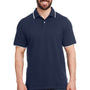 Nautica Mens Desk Short Sleeve Polo Shirt - Navy Blue/White