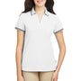 Nautica Womens Desk Short Sleeve Polo Shirt - White/Navy Blue