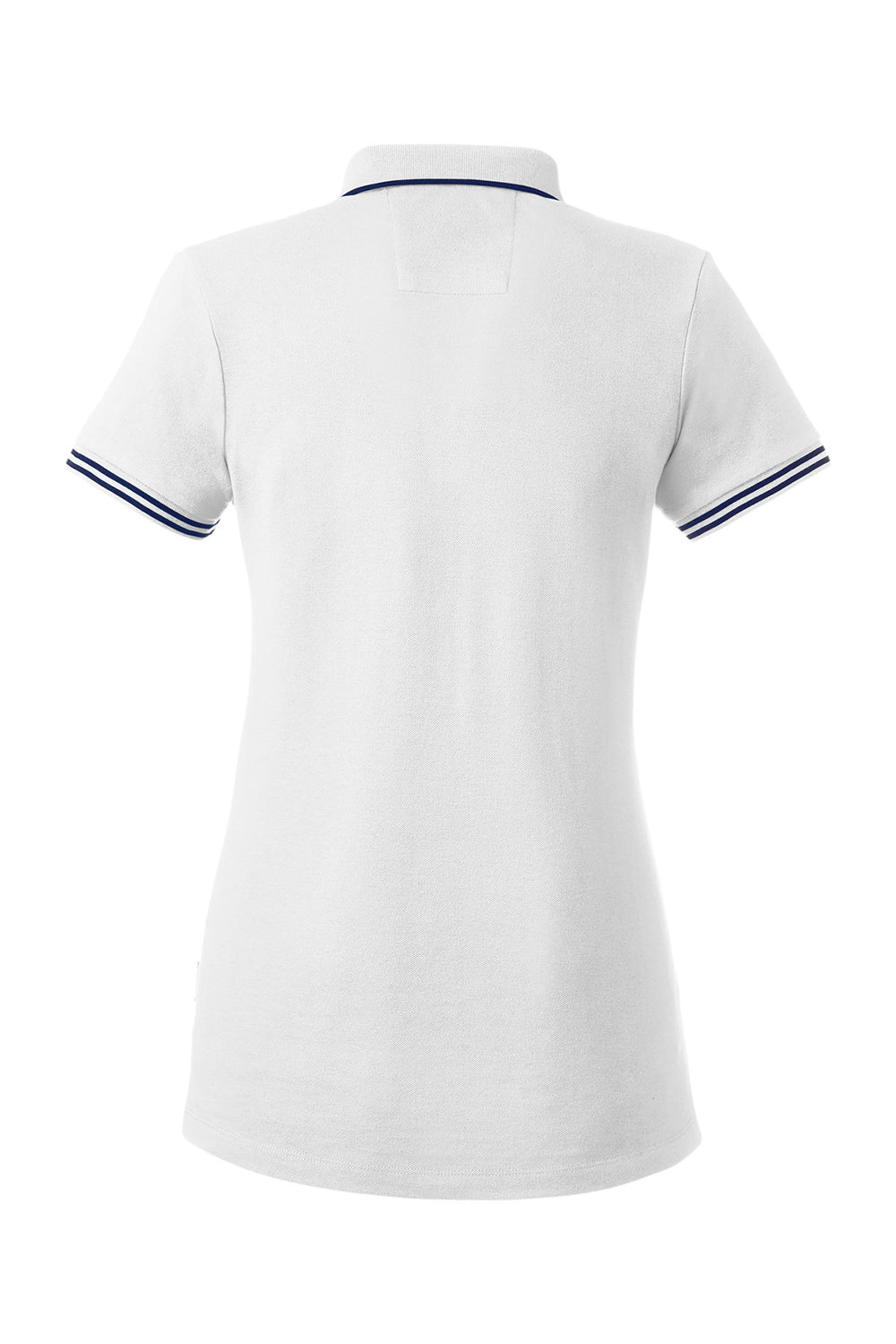 Nautica N17168 Womens Desk Short Sleeve Polo Shirt White/Navy Blue Flat Back