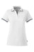 Nautica N17168 Womens Desk Short Sleeve Polo Shirt White/Navy Blue Flat Front