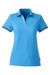 Nautica N17168 Womens Desk Short Sleeve Polo Shirt Azure Blue/Navy Blue Flat Front