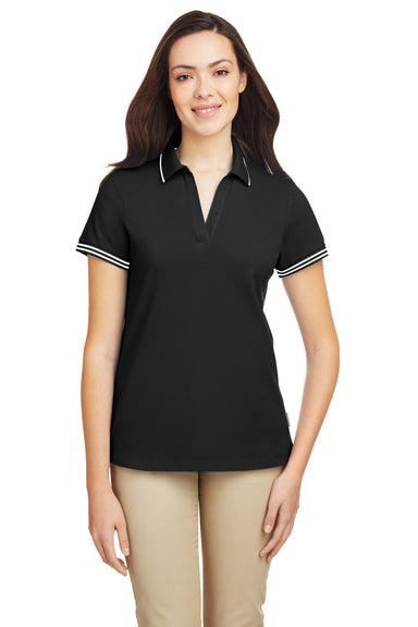 Nautica N17168 Womens Desk Short Sleeve Polo Shirt Black/White Front