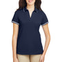 Nautica Womens Desk Short Sleeve Polo Shirt - Navy Blue/White