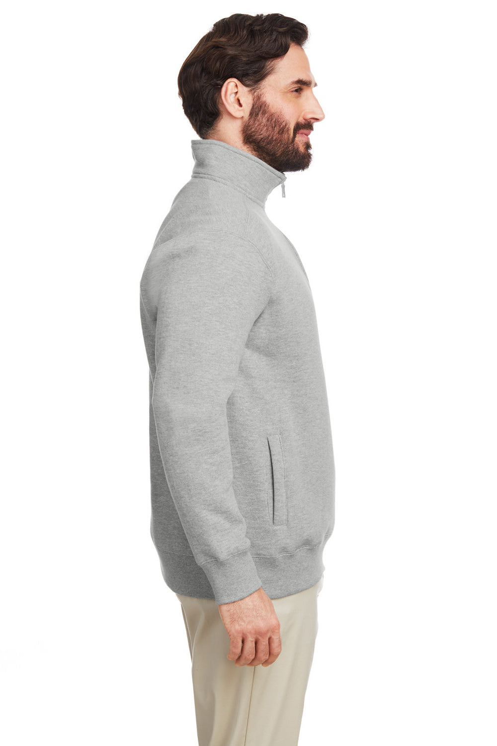 Nautica N17176 Mens Anchor 1/4 Zip Sweatshirt Oxford Grey Side