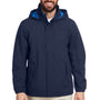 Nautica Mens Voyage Water Resistant Full Zip Hooded Jacket - Navy Blue