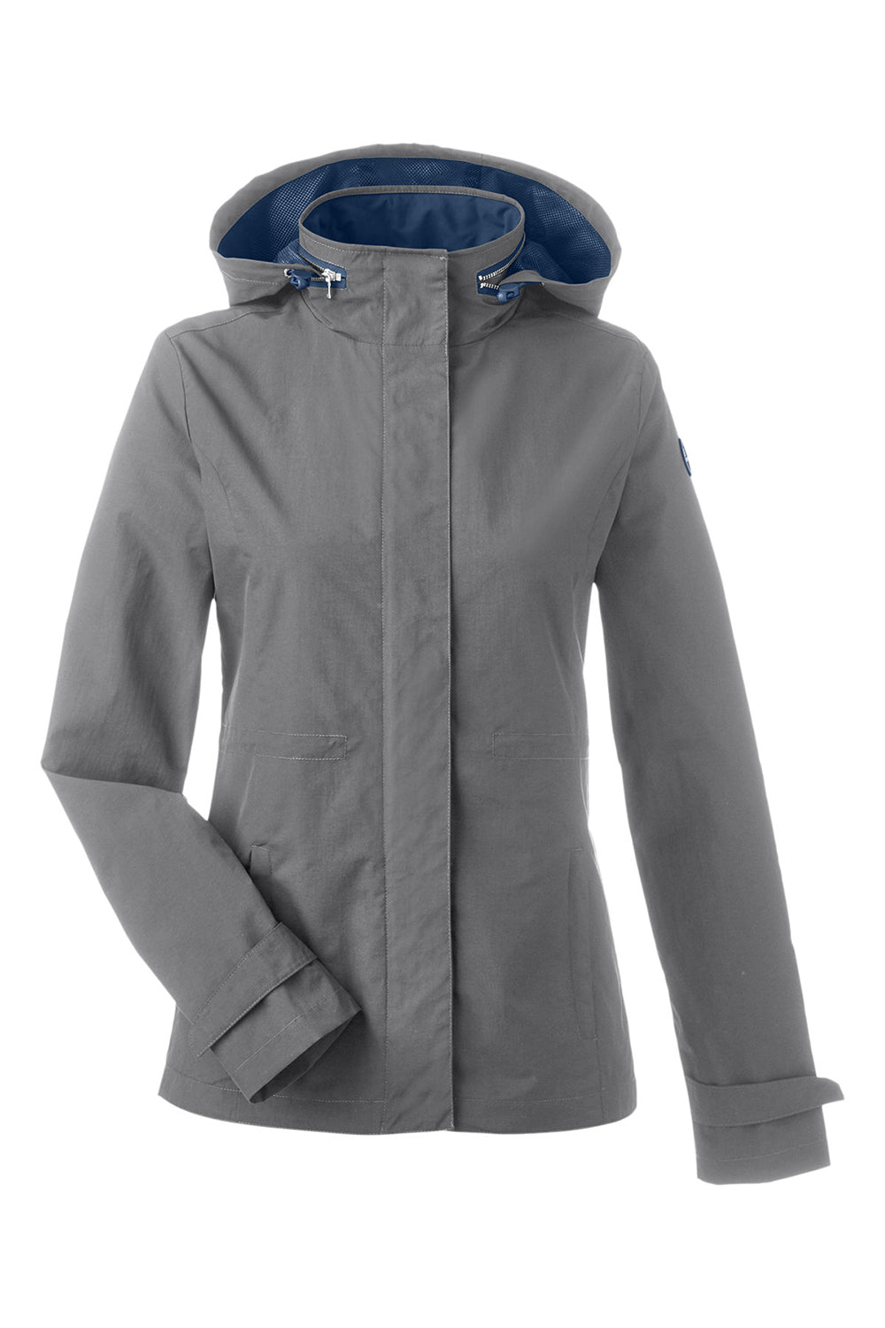 Nautica N17183 Womens Voyage Full Zip Hooded Jacket Graphite Grey Flat Front