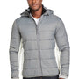 Nautica Mens Nautical Mile Wind Resistant Packable Full Zip Hooded Puffer Jacket - Graphite Grey/Antique White