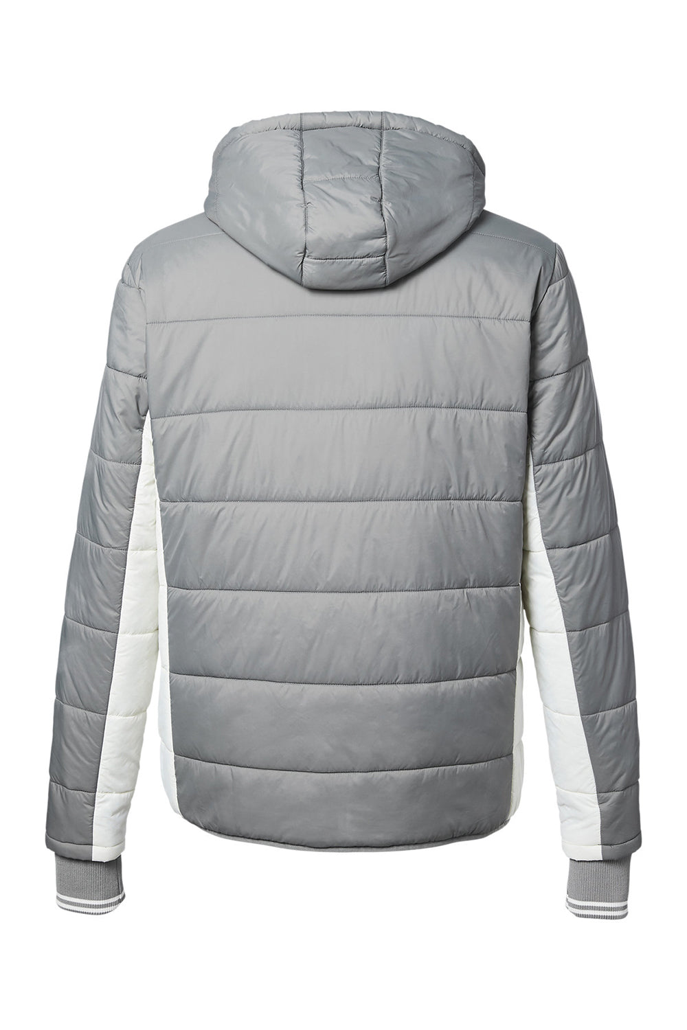 Nautica N17186 Mens Graphite Grey/Antique White Nautical Mile Wind  Resistant Packable Full Zip Hooded Puffer Jacket —