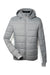 Nautica N17186 Mens Nautical Mile Packable Full Zip Hooded Puffer Jacket Graphite Grey/Antique White Flat Front