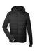 Nautica N17186 Mens Nautical Mile Packable Full Zip Hooded Puffer Jacket Black/Antique White Flat Front