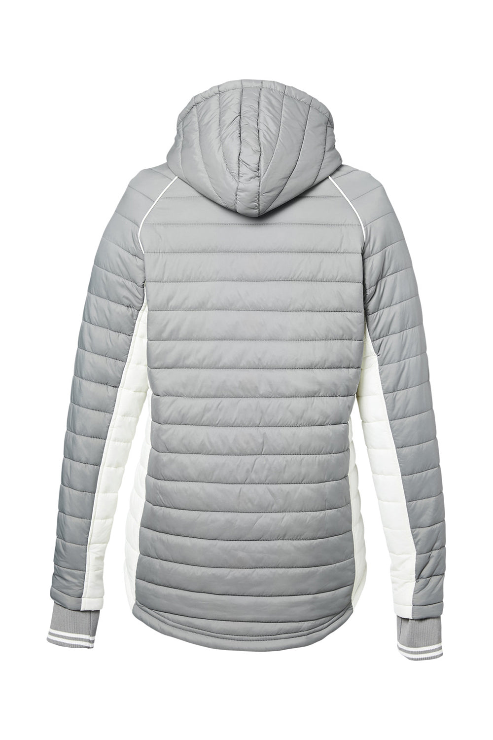 Nautica N17187 Womens Nautical Mile Packable Full Zip Hooded Puffer Jacket Graphite Grey/Antique White Flat Back