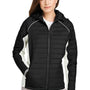 Nautica Womens Nautical Mile Wind & Water Resistant Packable Full Zip Hooded Puffer Jacket - Black/Antique White