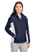 Nautica N17187 Womens Nautical Mile Packable Full Zip Hooded Puffer Jacket Night Navy Blue/Antique White 3Q