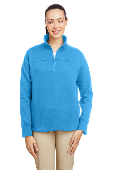 Nautica N17397 Womens Anchor Fleece 1/4 Zip Sweatshirt Azure Blue Front