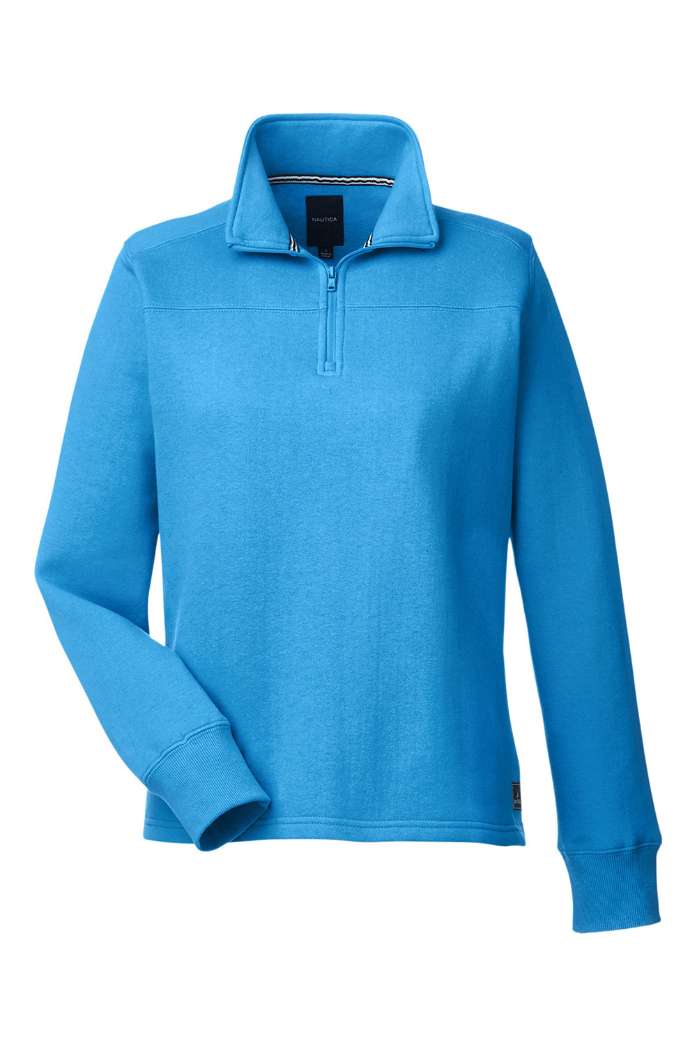 Nautica N17397 Womens Anchor Fleece 1/4 Zip Sweatshirt Azure Blue Flat Front