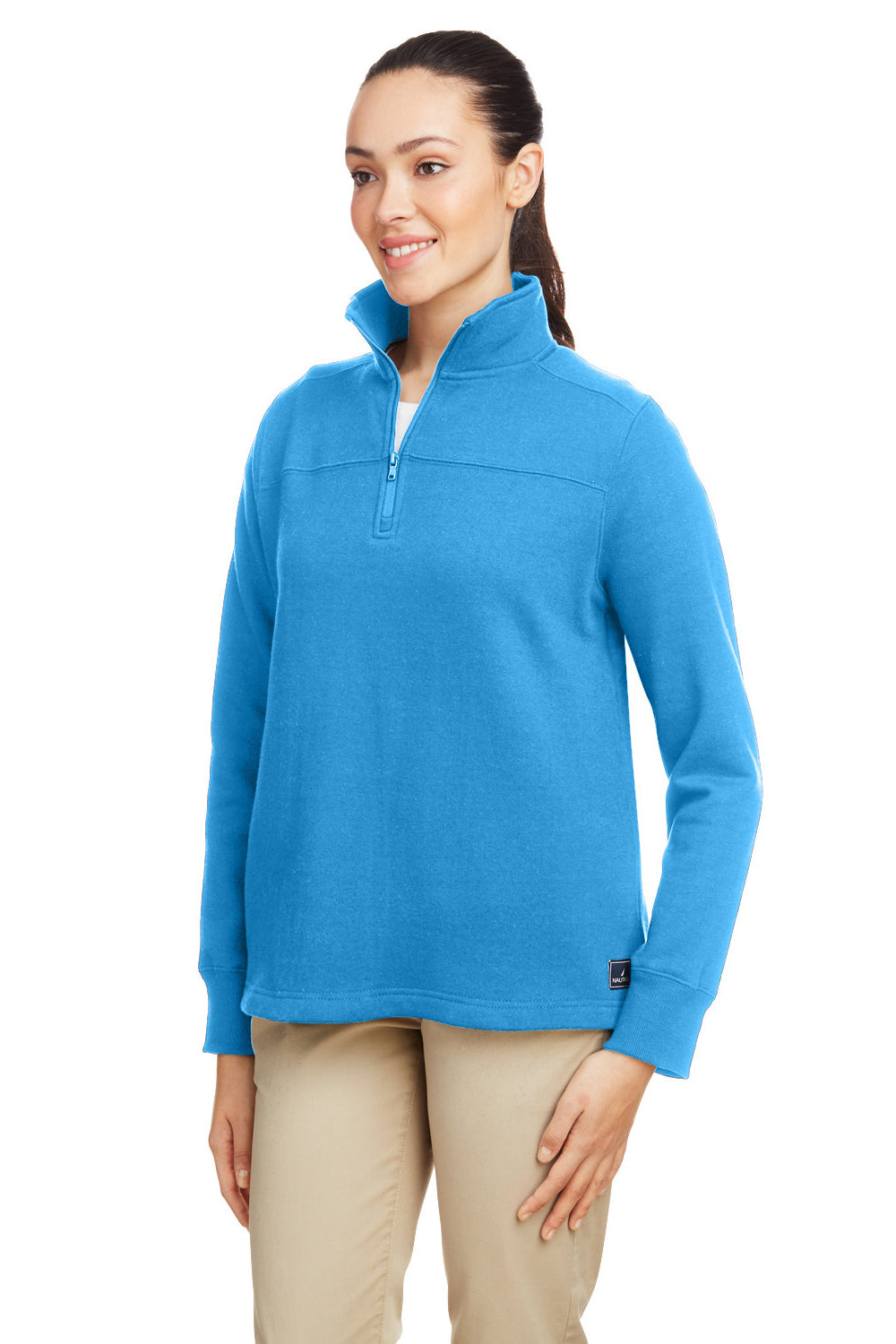 Nautica N17397 Womens Anchor Fleece 1/4 Zip Sweatshirt Azure Blue 3Q