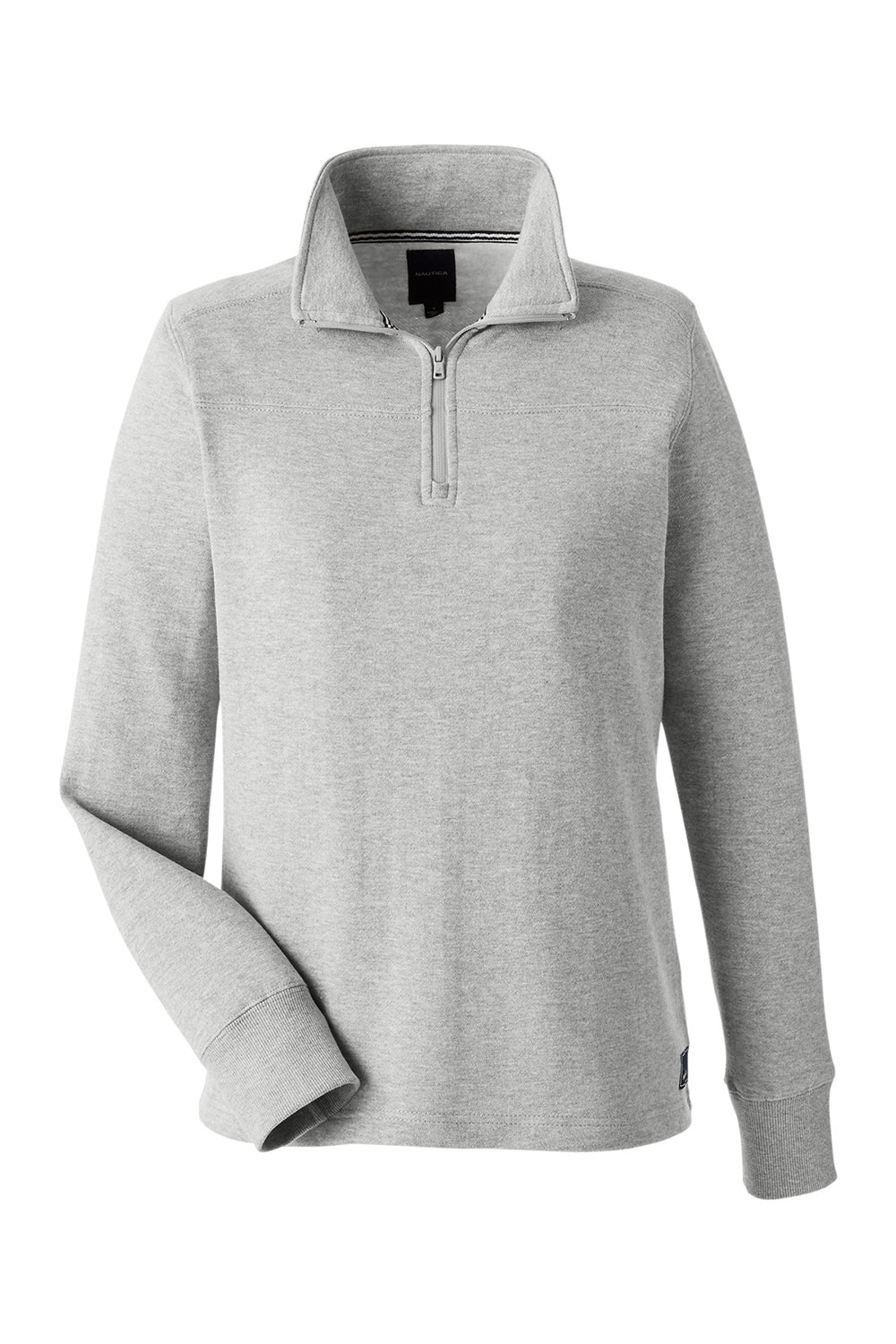 Nautica N17397 Womens Anchor Fleece 1/4 Zip Sweatshirt Oxford Grey Flat Front