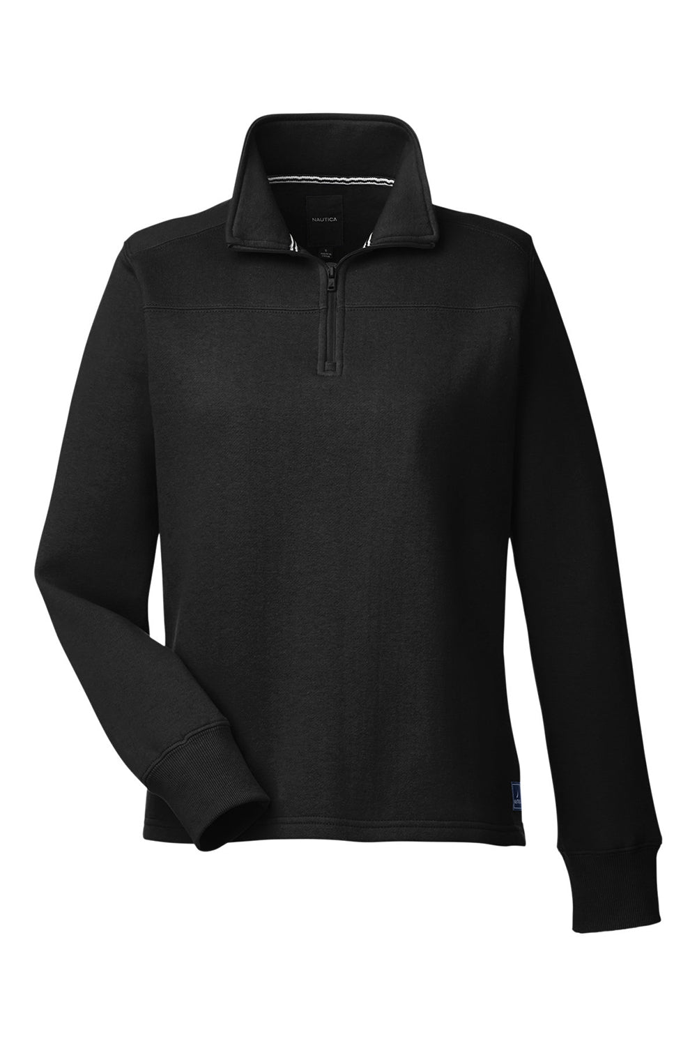 Nautica N17397 Womens Anchor Fleece 1/4 Zip Sweatshirt Black Flat Front