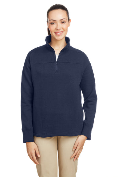 Nautica N17397 Womens Anchor Fleece 1/4 Zip Sweatshirt Navy Blue Front