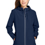 Nautica Womens Wavestorm Wind & Water Resistant Full Zip Hooded Jacket - Navy Blue