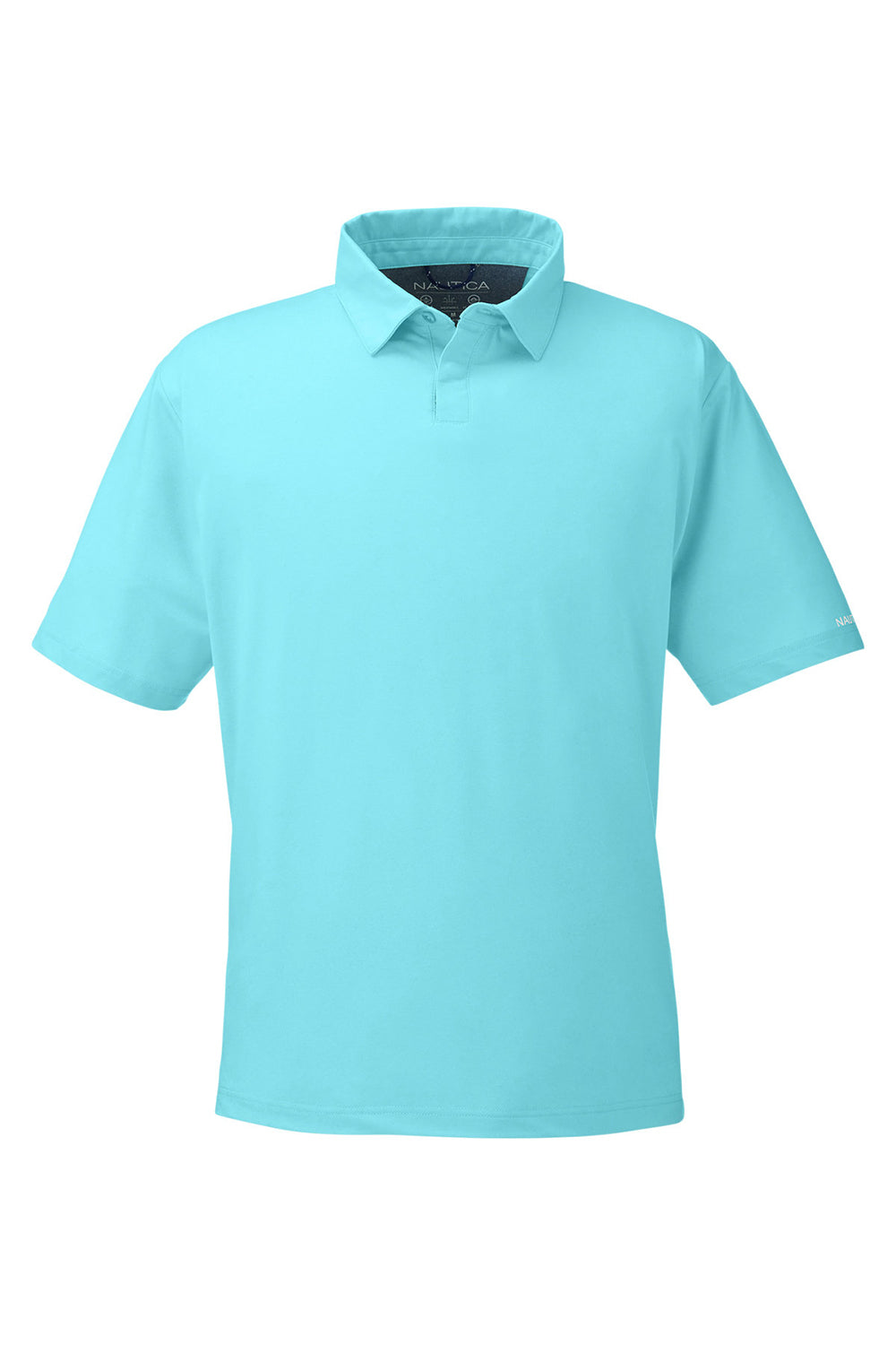 Nautica N17922 Mens Saltwater Short Sleeve Polo Shirt Sea Mist Blue Flat Front