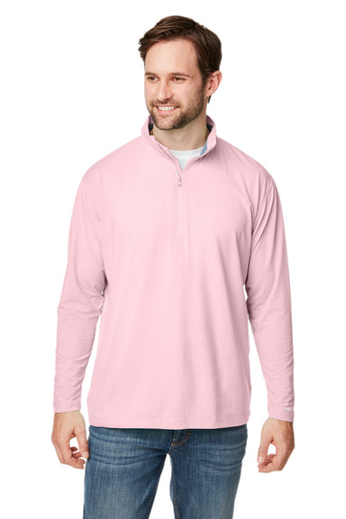 Nautica N17924 Mens Saltwater 1/4 Zip Sweatshirt Sunset Pink Front