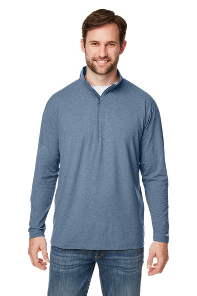 Nautica N17924 Mens Saltwater 1/4 Zip Sweatshirt Faded Navy Blue Front