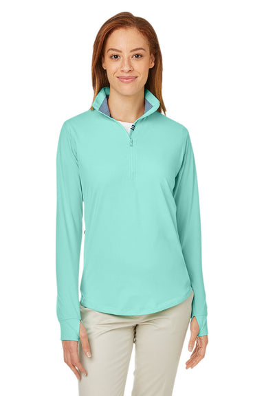Nautica N17925 Womens Saltwater 1/4 Zip Sweatshirt Cool Mint Green Front