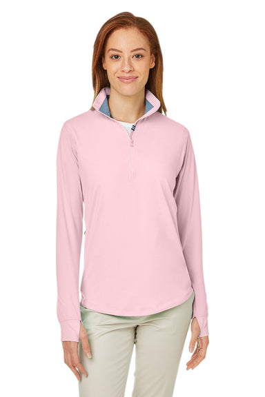 Nautica N17925 Womens Saltwater 1/4 Zip Sweatshirt Sunset Pink Front