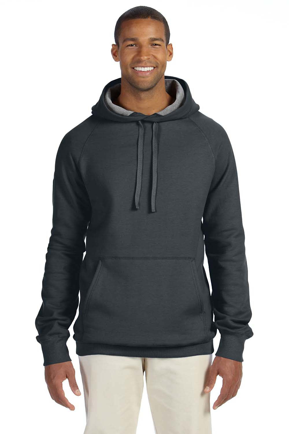 Hanes N270 Mens Nano Fleece Hooded Sweatshirt Hoodie Vintage Black Front