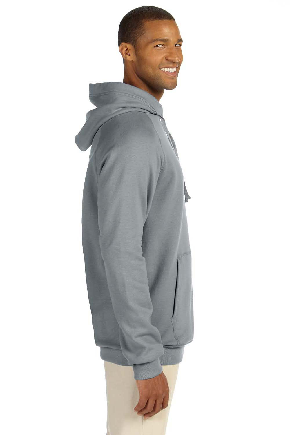 Hanes N270 Mens Nano Fleece Hooded Sweatshirt Hoodie Vintage Grey Side
