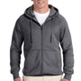 Hanes Mens Nano Fleece Full Zip Hooded Sweatshirt Hoodie - Heather Charcoal Grey - Closeout