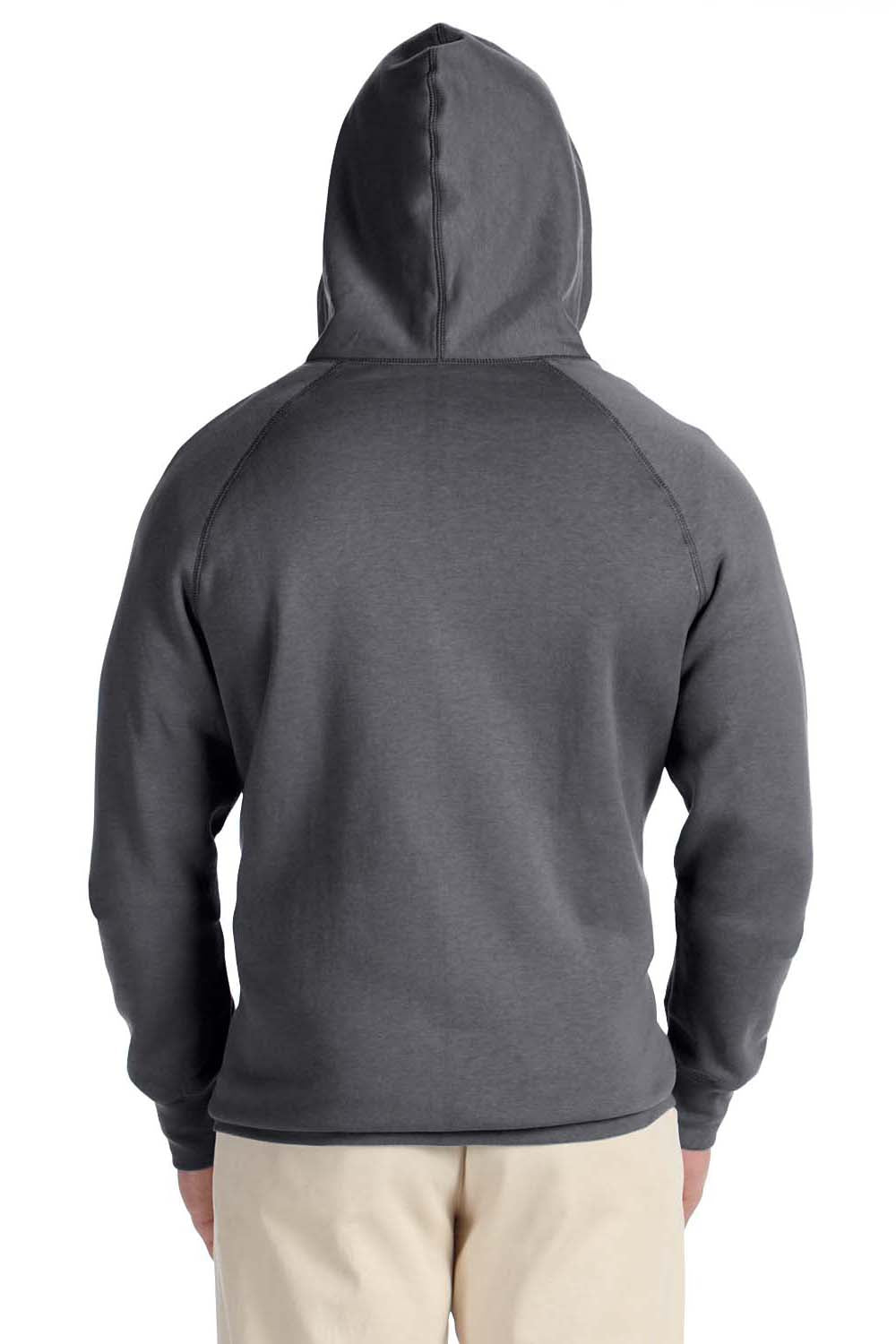 Hanes N280 Mens Nano Fleece Full Zip Hooded Sweatshirt Hoodie Heather Charcoal Grey Back