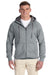 Hanes N280 Mens Nano Fleece Full Zip Hooded Sweatshirt Hoodie Vintage Grey Front