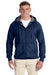 Hanes N280 Mens Nano Fleece Full Zip Hooded Sweatshirt Hoodie Vintage Navy Blue Front