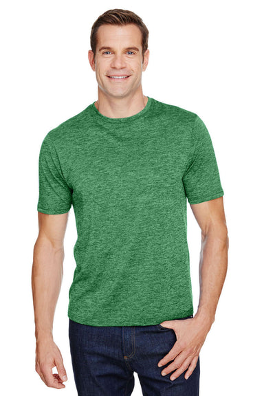 A4 N3010 Mens Tonal Space Dye Crewneck Short Sleeve T-Shirt Kelly Green Front