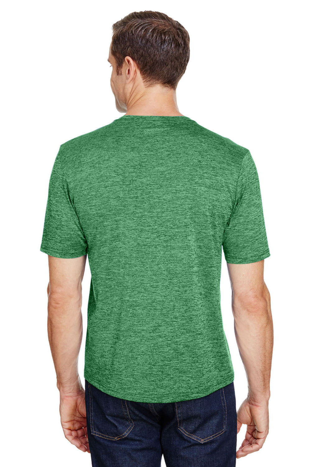A4 N3010 Mens Tonal Space Dye Crewneck Short Sleeve T-Shirt Kelly Green Back