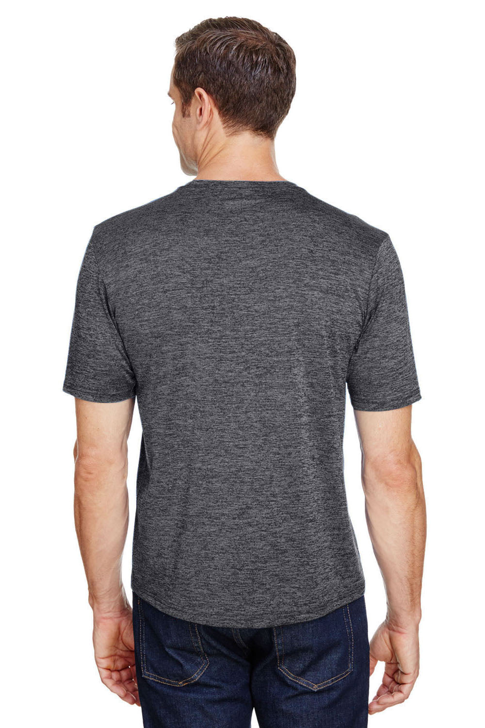 A4 N3010 Mens Tonal Space Dye Crewneck Short Sleeve T-Shirt Charcoal Grey Back