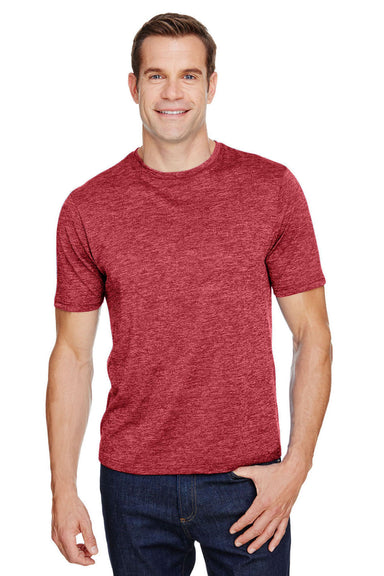 A4 N3010 Mens Tonal Space Dye Crewneck Short Sleeve T-Shirt Red Front
