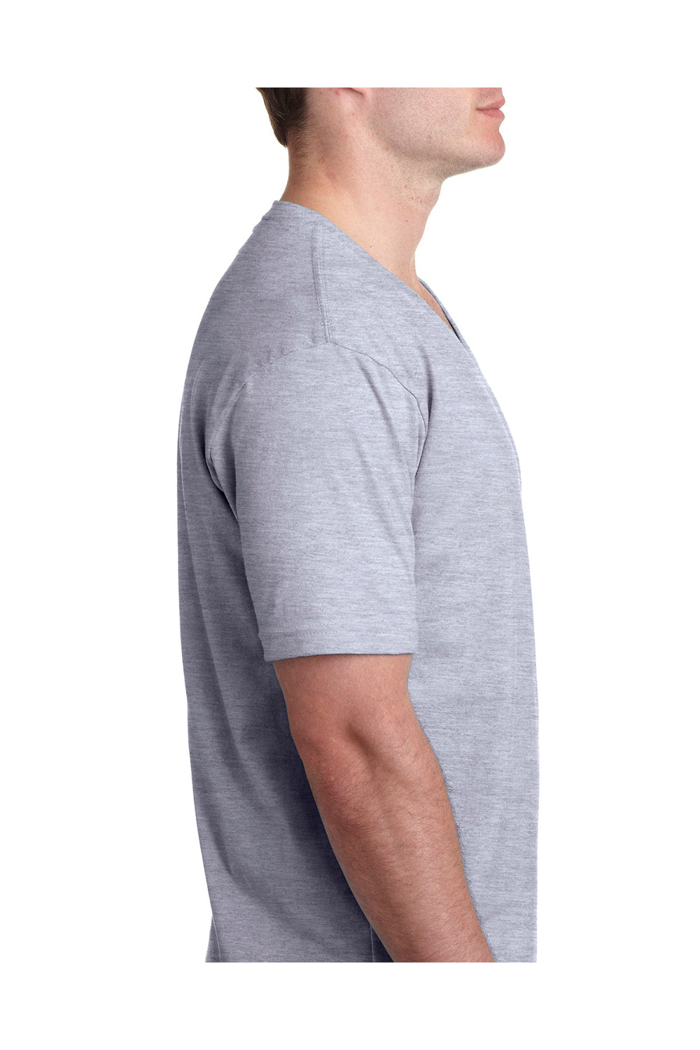 Next Level N3200 Mens Fine Jersey Short Sleeve V-Neck T-Shirt Heather Grey Side
