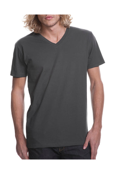 Next Level N3200 Mens Fine Jersey Short Sleeve V-Neck T-Shirt Heavy Metal Grey Front