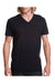Next Level N3200 Mens Fine Jersey Short Sleeve V-Neck T-Shirt Black Front