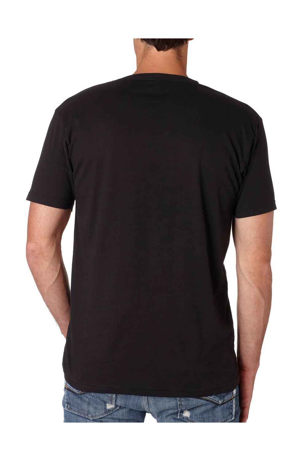 Next Level N3200 Mens Fine Jersey Short Sleeve V-Neck T-Shirt Black Back