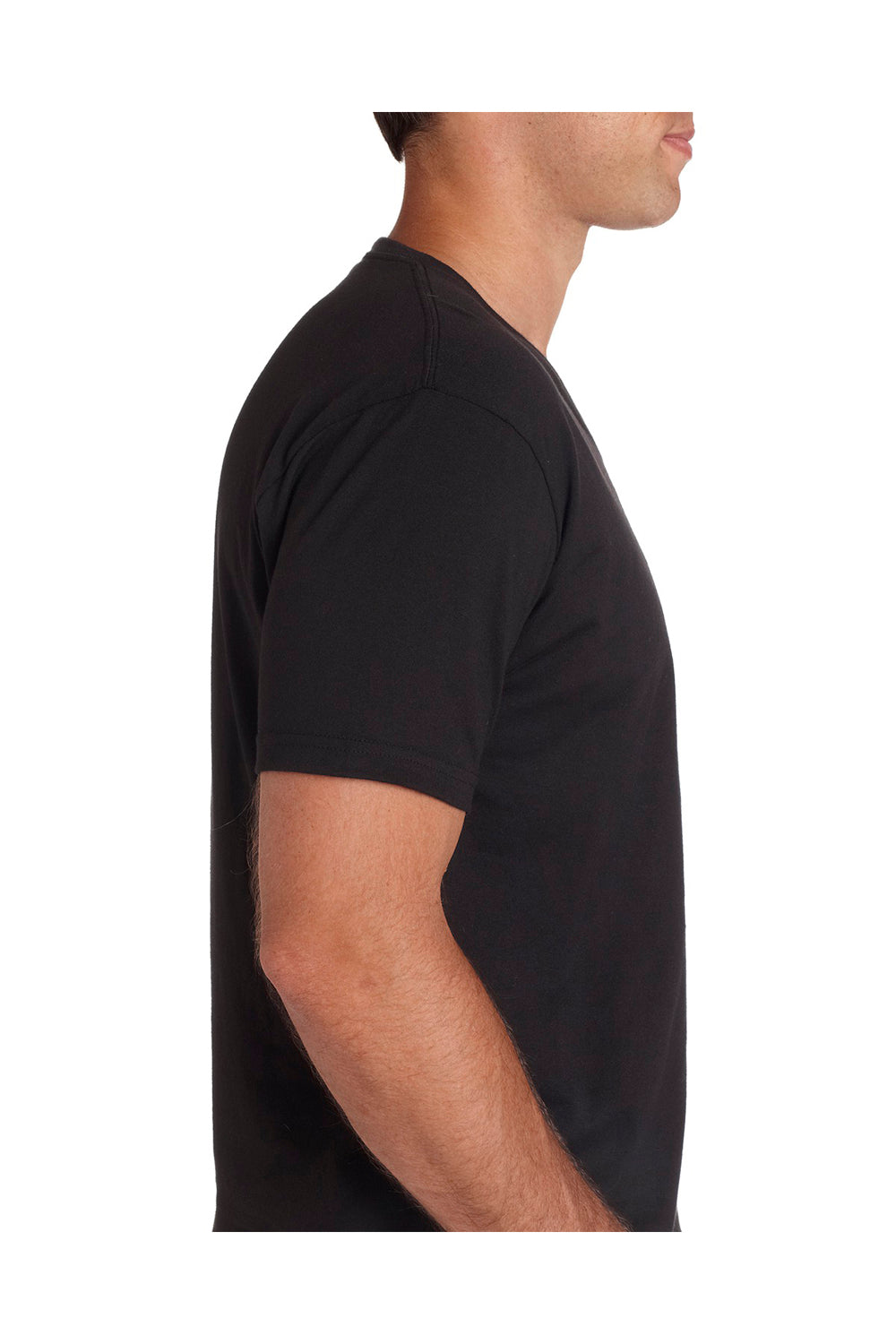 Next Level N3200 Mens Fine Jersey Short Sleeve V-Neck T-Shirt Black Side