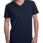 Next Level Mens Fine Jersey Short Sleeve V-Neck T-Shirt - Midnight Navy Blue