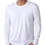 Next Level Mens Fine Jersey Long Sleeve Crewneck T-Shirt - White