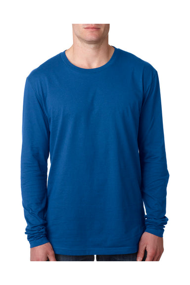 Next Level N3601 Mens Fine Jersey Long Sleeve Crewneck T-Shirt Cool Blue Front