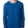 Next Level Mens Fine Jersey Long Sleeve Crewneck T-Shirt - Cool Blue