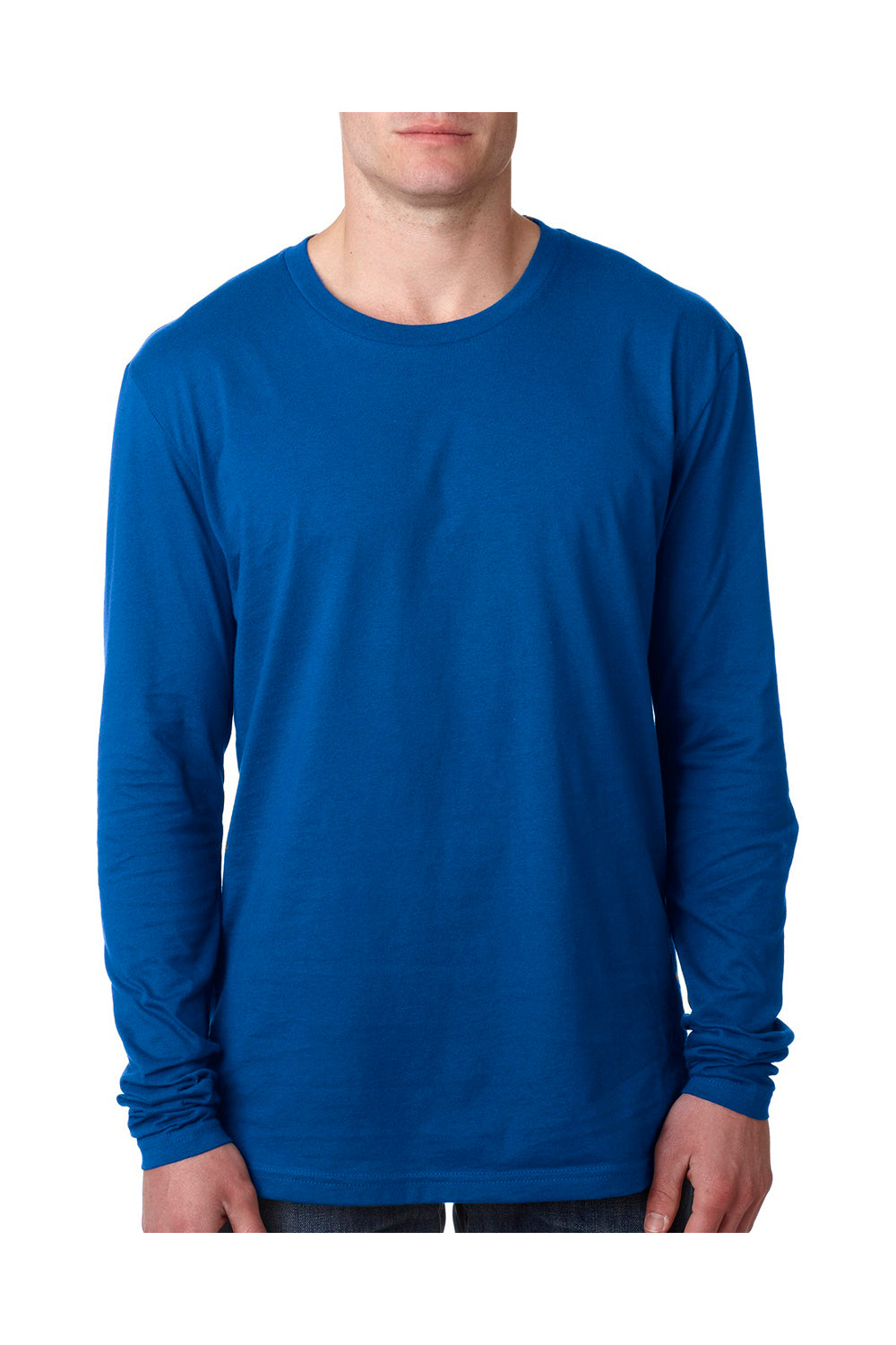 Next Level N3601 Mens Fine Jersey Long Sleeve Crewneck T-Shirt Royal Blue Front